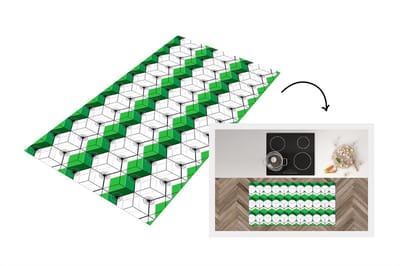 Keukenloper - Loper keuken - Blokken - Patronen - 3D - Groen - 120x60 cm - Keukenloper vinyl