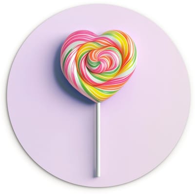 WallCircle® Wandcirkel 120x120 cm - Muurcirkel Hart - Lolly - Snoep - Muurdecoratie woonkamer - Wanddecoratie slaapkamer - Kamer decoratie accessoires - Ronde schilderijen XXL