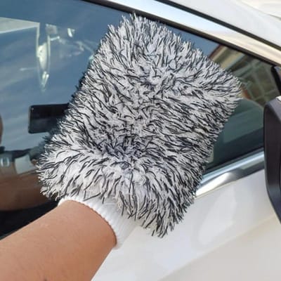 Gant de lavage de voiture haute densité, ultra absorbant, éponge de voiture, gant en peluche, serviette de nettoyage en microfibre noir