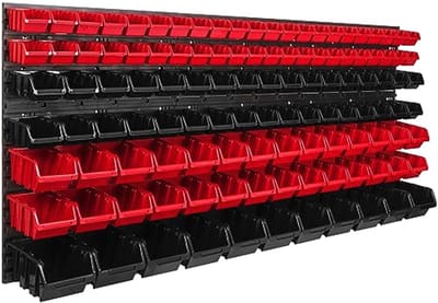 Wandrek Opslagsysteem met Stapelboxen en Werkplaatsplanken - 1734 x 780 mm - Uitbreidbaar en Extra Sterk