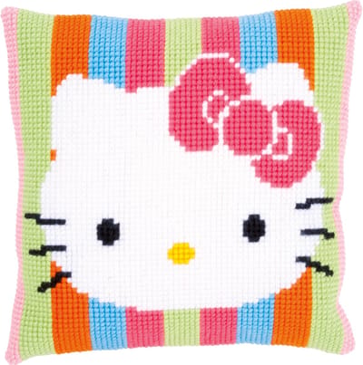 Vervaco - Kruissteekkussen kit - Hello Kitty gestreept - PN-0153770 - Borduren - Borduurpakket - Borduurpakket volwassenen - Borduurpakket kind