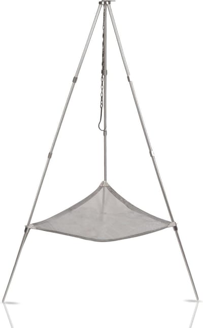 Buiten vuurschaal - Kampvuur kuip - Outdoor koken - Verstelbare kookketting - 104 cm hoog - Zilverkleurig
