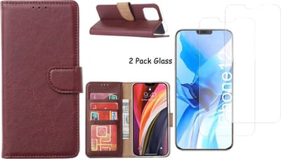 Hoesje Geschikt voor iPhone 12 Mini hoesje - bookcase / wallet cover portemonnee Bookcase Bordeaux + 2x tempered glass / Screenprotector