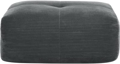 Hocker Grijs - Grijze Ribstof Poef Voor Hoekbank - Ergonomische Voetenbank Met Antislip Bodem - 92,5x75x40 cm - Zonder Montage - Woonkamer Grijs