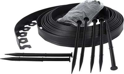 Flexibele kunstgrasrand gazonrand maairand - 4 cm hoog (20m Zwart)