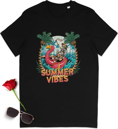 Grappig zomer t shirt - Summer Vibes - Leuk zomer tshirt vrouwen en mannen - Zomer t-shirt heren dames - Unisex maten: S M L XL XXL XXXL - t-Shirt kleuren: wit, zwart, oranje en blauw.