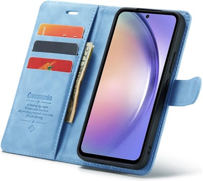 CaseMania Bookcase hoesje geschikt voor Samsung Galaxy S22 Ultra - Effen Lichtblauw - Kunstleer - 2-in-1 Magnetisch Uitneembaar Design