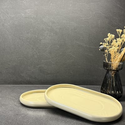 Porseleinen serveerbord set van 2 - Beige