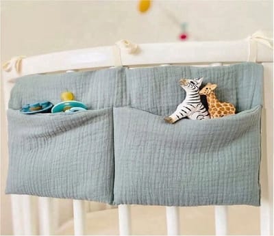 Hydrofiele Baby Boxopbergtas – Mintgroen Boxzak Organiser voor Ledikant, Box & Peuterbed - 20 x 39 cm