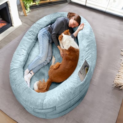 Human Dog Bed - Groot Zitzakbed voor Volwassenen - Hondenbed Voor Mensen - Perfect voor Ontspanning, Lezen en Chillen - Blauw - 172*89*25 cm