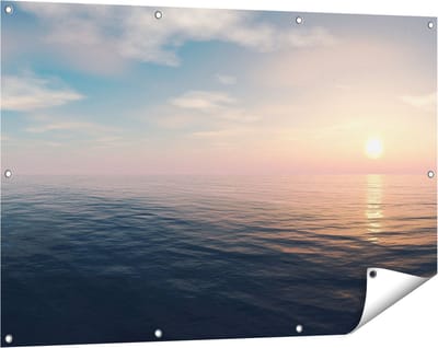 Gards Tuinposter Zee Water tijdens Zonsondergang - 120x80 cm - Tuindoek - Tuindecoratie - Wanddecoratie buiten - Tuinschilderij