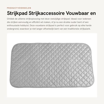 Dailygoods- Strijkpad 48 x 85 cm - Hittebestendige Pad - Opvouwbaar - Draagbaar - Katoenen Materiaal - Gewatteerd - Strijkmat