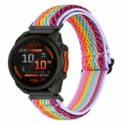 By Qubix - Geschikt voor Garmin bandje - 20mm Quickfit - Elastische Solo Loop nylon bandje - Multicolor - Geschikt voor Garmin Fenix 7s/6s/5s / Instinct 2s / Epix Pro Gen 2 (42mm)