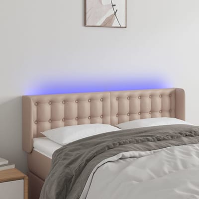 vidaXL - Hoofdbord - LED - 147x16x78/88 - cm - kunstleer - cappuccinokleurig