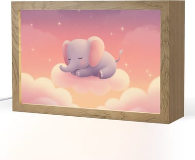 Nachtlampje 30x20 cm - Kinder lampje - Dier - Roze - Wolken - Tafellamp kinderkamer - Slaapkamer lamp - Bedlamp kinderen - Kinderlampje stopcontact - Wandlamp babykamer - Nachtlampjes