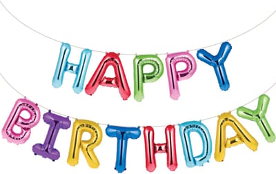 BIGIEMME SRL - Slinger ballonnen aluminium happy birthday veelkleurig 41 cm kit 4,3m