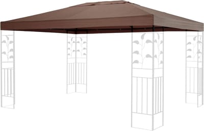 SnelShoppen - QUICK STAR vervangend dak 3x4m taupe/beigegrijs RAL 7006 voor tuin paviljoen, antiek paviljoendak, reservebekleding voor feest, camping,