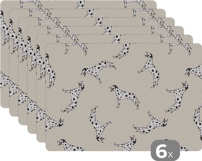 Placemat - Placemats kunststof - Hond - Dalmatiër - Pastel - Jongen - Design - 45x30 cm - 6 stuks - Hittebestendig - Anti-Slip - Onderlegger - Afneembaar