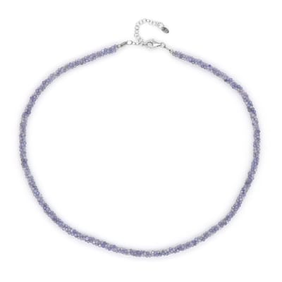Cavill - Zilveren Halsketting - 925 Sterling Zilver - 44,389 Karaat Facetgeslepen Ronde Tanzaniet - Luxe Sieraad - Elegant Design