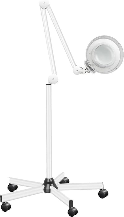 Loeplamp Met Standaard - Vergrootlamp Flexibel - Gedetailleerd Werk - 5x Vergroting - 12.5cm Spiegel - Wit
