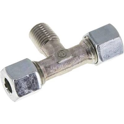 8L & M12x1.5 (con) Verzinkt Stalen T-stuk Snijringkoppeling Buitendraad 315bar ISO 8434-1