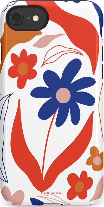 Casetastic hoesje geschikt voor Apple iPhone SE / Apple iPhone 7 / Apple iPhone 8 - Dubbellaagse bescherming - Kleuren in bloei - Fashion Case - Wit Rood Perzik Donkerblauw