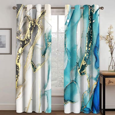 3D Luxe Marmeren Gouden Textuur Schaduwgordijnen 2 Panelen Woonkamer Slaapkamer Woondecoratie Dunne Gordijnen Gratis Verzending 100W130H(CM)40x51in&Grommet Top