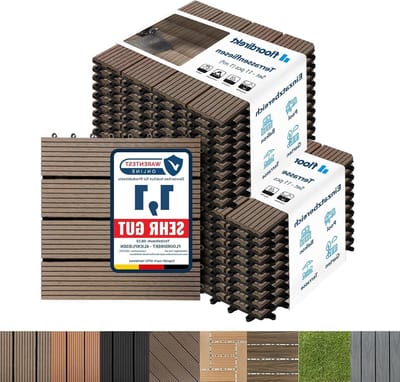 Terrastegels WPC - Buitenvloer Tegels - Buiten Leven - Kliksysteem Drainage - 30 x 30 cm - Donkerbruin