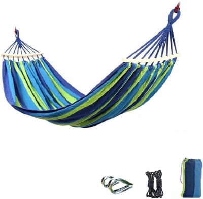Kampeerhangmat - Canvas hangmat - Ontspannen buiten - Verbeterd anti-rollover ontwerp - 300x150cm - Blauw