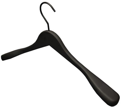 [Set van 5] Luxe matzwart gelakte houten kledinghangers / garderobehangers / jashangers met een mooie zwarte haak en brede schouders voor jassen, truien, vesten en colberts