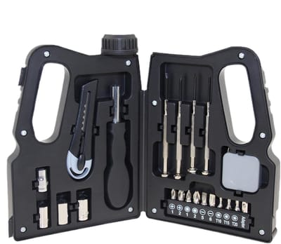 Gereedschapsset - Handgereedschap set - Huishoudelijk reparaties - Draagbare kist - 17 x 12 cm - Enkele Attribuut