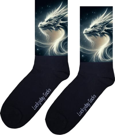 Draak - Opkikkertje - Grappige sokken - Valentijn cadeau - Verjaardag cadeau - Kerst cadeau - Grappige sokken - Leuke sokken - Wit - Fantasie - Vrolijke sokken - Kerst sokken - Vaderdag - Moederdag - Socks maken Happy - 37-44