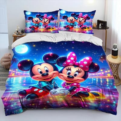 Mickey Mouse Cartoon Donald Duck HD Dekbed Beddengoed Set Dekbedovertrek Bed Set Dekbedhoes Kussensloop Queen Beddengoed Set Volwassene Kind AU Queen(210*210cm)3pcs