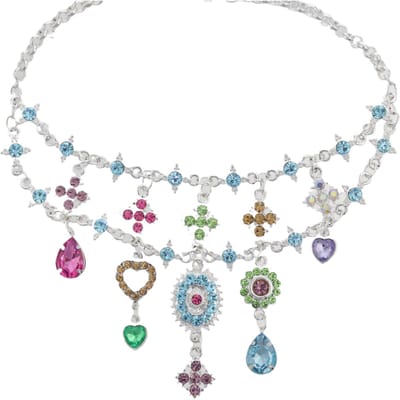 Behave – Statement Ketting – Zilverkleurig Multicolor – Zomerse Kristallen – Elegant Design