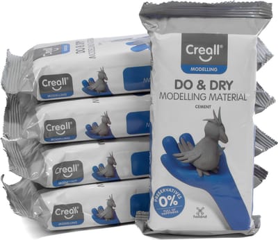 Creall Do & Dry | Luchtdrogende klei kleur Cement | 5 x 500g | Made in Holland | Zacht en klaar voor gebruik | Made in Holland | Knutselwerk kinderen, school, hobby, DIY en creatieve projecten