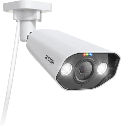 5MP PoE Beveiligingscamera voor Buiten met Mens en Voertuig Detectie en 2-Weg Audio