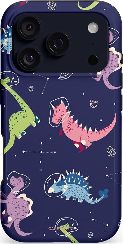 Casetastic hoesje geschikt voor Apple iPhone 17 Pro - MagSafe - Dubbellaagse bescherming - Rex in de ruimte - Fashion Case - Donkerblauw Groen Lavendel