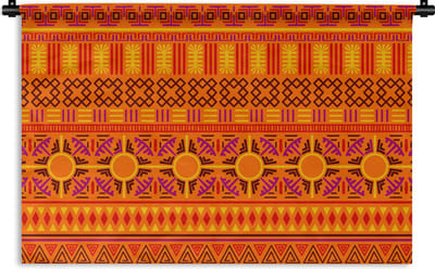 Wandkleed - Wanddoek - Patronen - Oranje - Zon - 60x40 cm - Wandtapijt