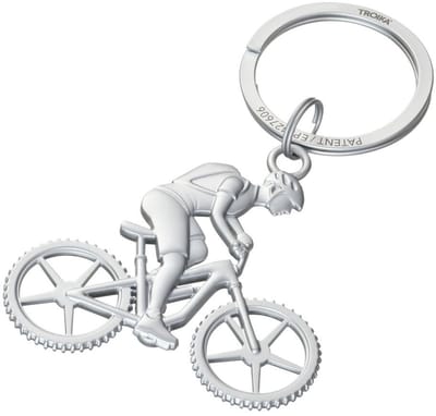 Troika Sleutelhanger "MOUNTAIN BIKE" Sleutelhanger, fietser, snel & eenvoudig bevestigen van sleutels dankzij gepatenteerd openingsmechanisme (TROIKA NAIL GUARD), metalen gietwerk, mat, zilverkleurig