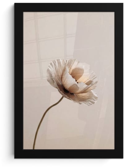 Poster in lijst - Fotolijst 20x30 cm - Posters - Bloem - Beige - Crème - Posterlijst zwart - Decoratie - Wanddecoratie woonkamer - Muurdecoratie slaapkamer