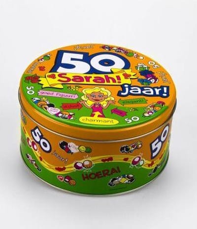 Drop - Snoeptrommel - Sarah - Gevuld met Drop - In cadeauverpakking met gekleurd lint