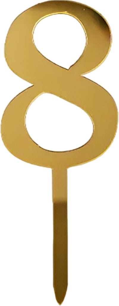 Cake Topper Cijfer 8 - Goud - 1 Stuk - Taarttopper - Taartdecoratie - Taartversiering