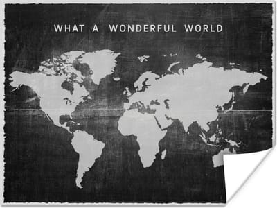 Poster 160x120 cm - Wereldkaart - Vintage - Zwart - Posters - Kamer decoratie - Wanddecoratie woonkamer - Muurdecoratie slaapkamer XXL
