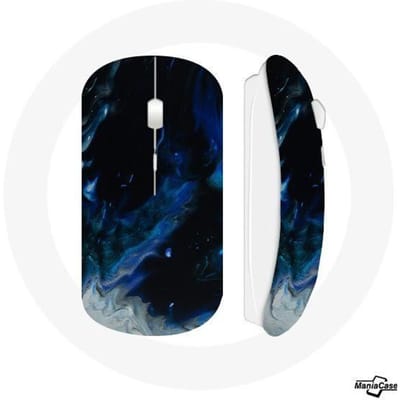Draadloze muis Veelkleurige rookwolken van blauw, grijs en zwart op een zwarte achtergrond