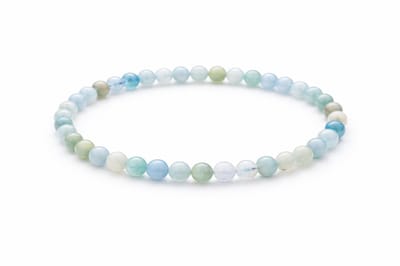 Aquamarijn Armband 4 mm – Natuurlijke Edelsteen Kralen – Unisex – Diameter armband 17 cm - Elastische Edelsteen Armband