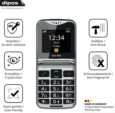dipos – 2x Pantserfolie geschikt voor bea-fon Fold 10 LTE | 9H Screenprotector
