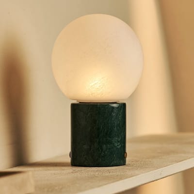 Tavellio Metsu Draadloze Tafellamp – H24 – Verde Alpi Marmer en Glas – Tot 100 uur – Groen
