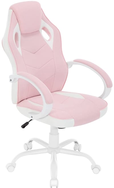 Gamingstoel – Ergonomische - Racing - Bureau - Verstelbare Bureaustoel - met Armleuningen - Kantelfunctie – 360° Draaiend – Hoge Rugleuning – 150 kg Draagvermogen - Roze en Wit