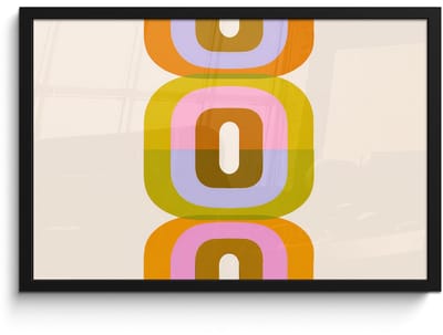 Poster in lijst - Fotolijst 60x40 cm - Posters - Stapel - Vormen - Geblokt - Oranje - Posterlijst zwart - Decoratie - Wanddecoratie woonkamer - Muurdecoratie slaapkamer