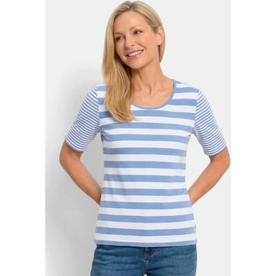 Gestreept shirt van zachte katoenmix - blauw / wit / gestreept - Gr. 52 van Goldner Fashion